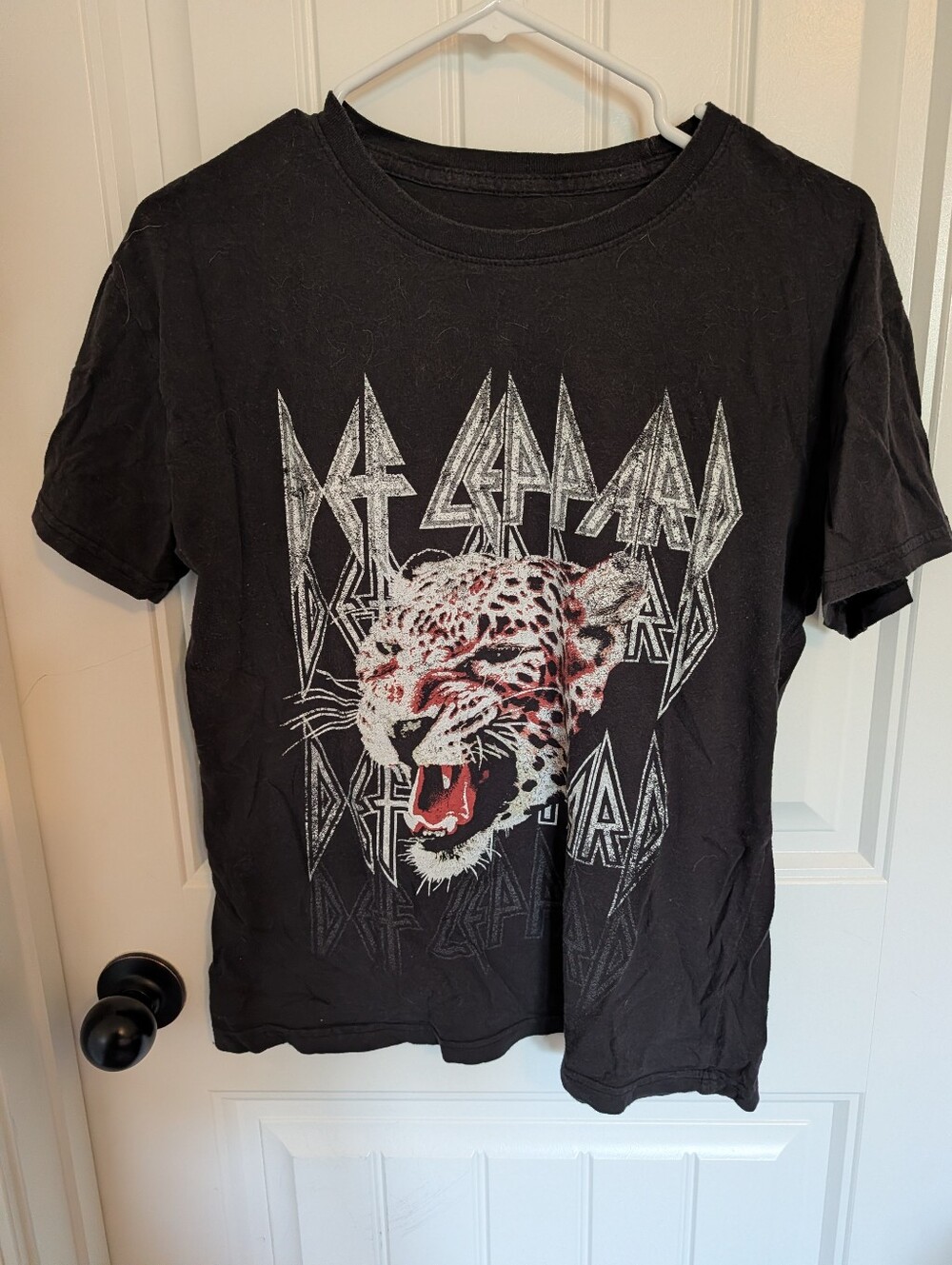 Black womens Graphic Tee with Leopard Print